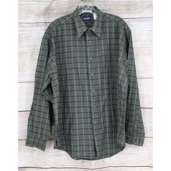 Puritan Other - Puritan Mens Size Large Button Up Down Long Sleeve Check Shirt Olive Green